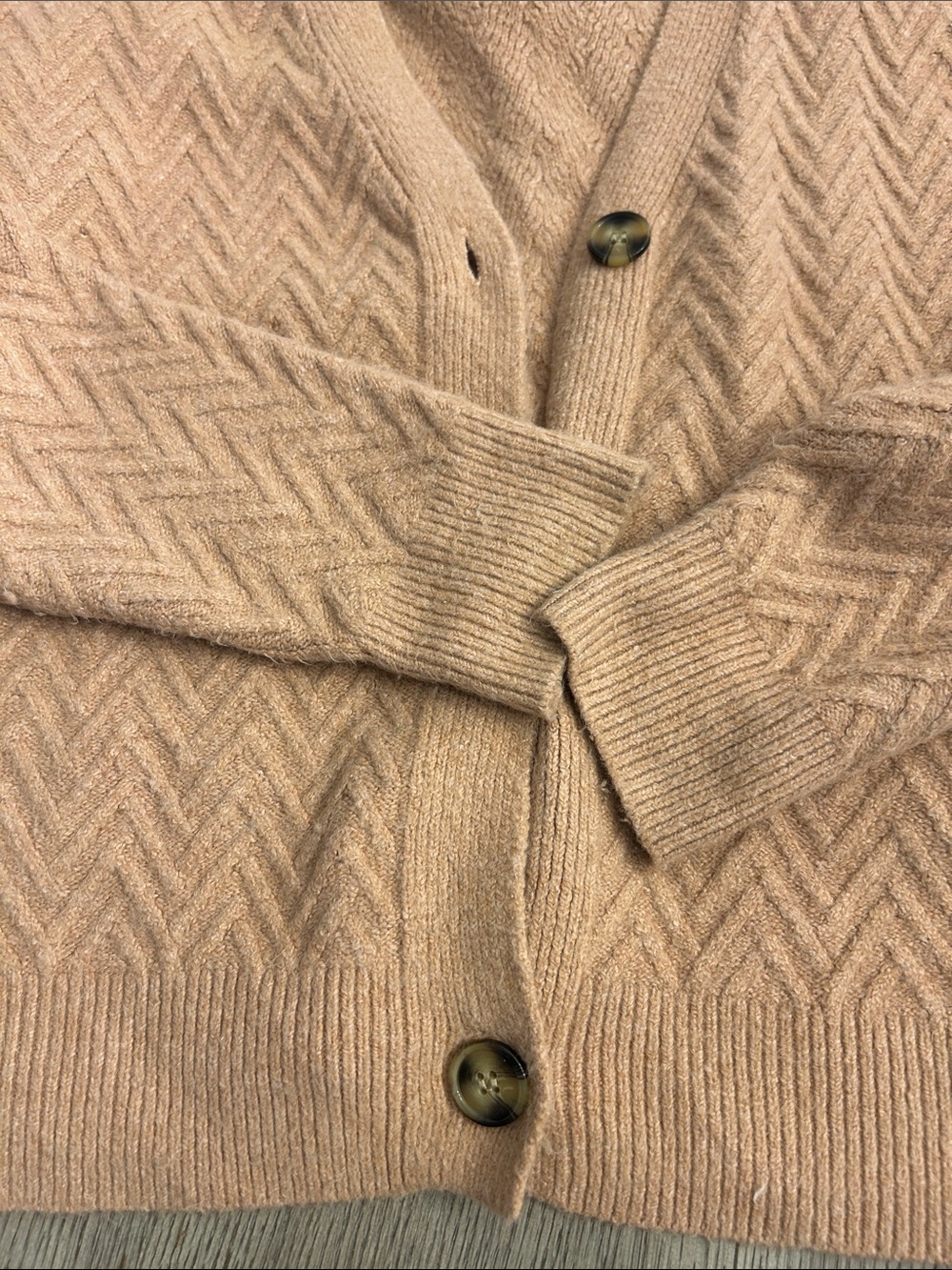 New York & Company Peach-Tan Chevron Button Cardigan - Picture 3 of 3
